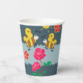Bienen und Rose Blumengarten Pappbecher (Vorderseite)