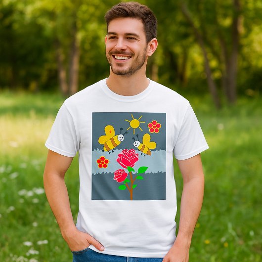 Bienen und Rose Blumengarten T-Shirt
