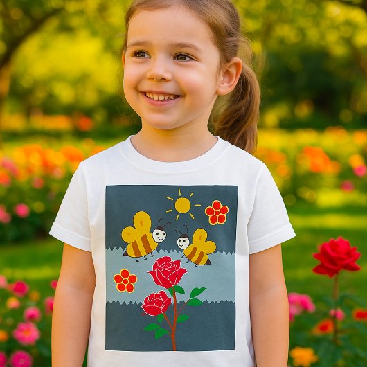 Bienen und Rose Blumengarten T-Shirt