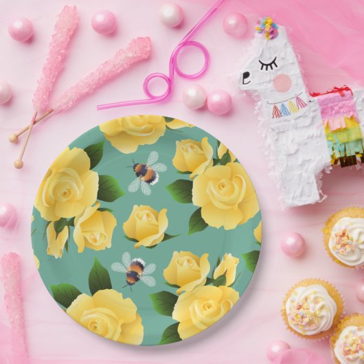Bienen und Rose Pappteller (Party)