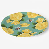 Bienen und Rose Pappteller (Schrägansicht)