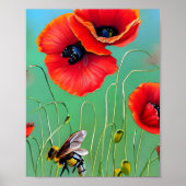 Bienen und Rote Poppies Poster (Vorne)