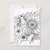 Bienen und Sonnenblumen Kunst Einladung (Rückseite)