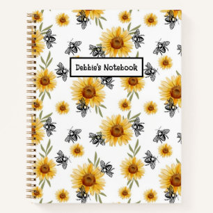 Bienen- und Sonnenblumen-Notebook Notizblock