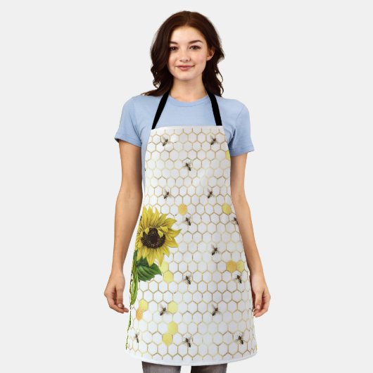 Bienen und Sonnenblumen Schürze (Getragen)