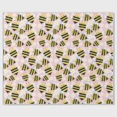 Bienen und weiße Blume Geschenkpapier (Flach)