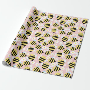 Bienen und weiße Blume Geschenkpapier