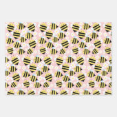 Bienen und weiße Blume Geschenkpapier Set (Vorderseite)