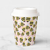 Bienen und weiße Blume Pappbecher (Rechts)