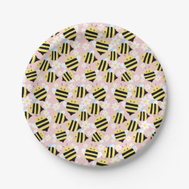 Bienen und weiße Blume Pappteller