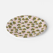 Bienen und weiße Blume Pappteller (Schrägansicht)