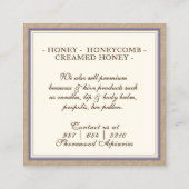 Bienen und Wildblume Honey Kraft Business Card Quadratische Visitenkarte (Rückseite)