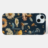 Bienen und Wildblumen auf Dunkelblau Case-Mate iPhone Hülle (Rückseite (Horizontal))