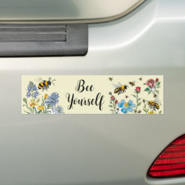 Bienen und Wildblumen "Bienen Sie sich selbst" Autoaufkleber