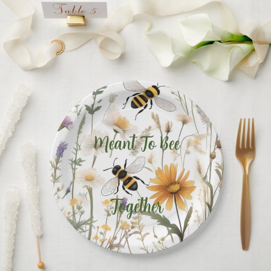 Bienen und Wildblumen sollen zusammenkommen, Pappteller (Hochzeit)