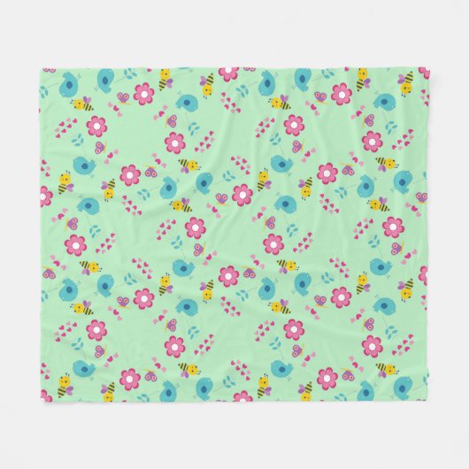 Bienen, Vögel und Blume Fleecedecke (Vorderseite (Horizontal))