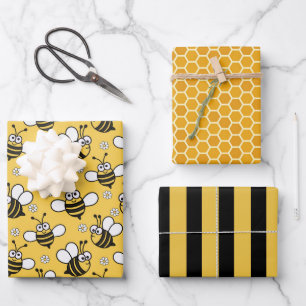 Bienen-Waben-Geschenkpapier-Set aus 3 Geschenkpapier Set