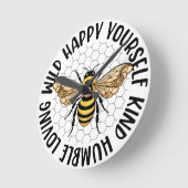 Bienen wild glücklich selbst liebende Hummeln Runde Wanduhr (Winkel)