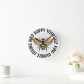 Bienen wild glücklich selbst liebende Hummeln Runde Wanduhr (Zuhause)