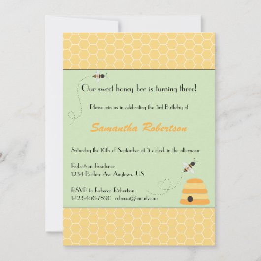 Bienen zum Geburtstag einladen Einladung (Vorderseite)