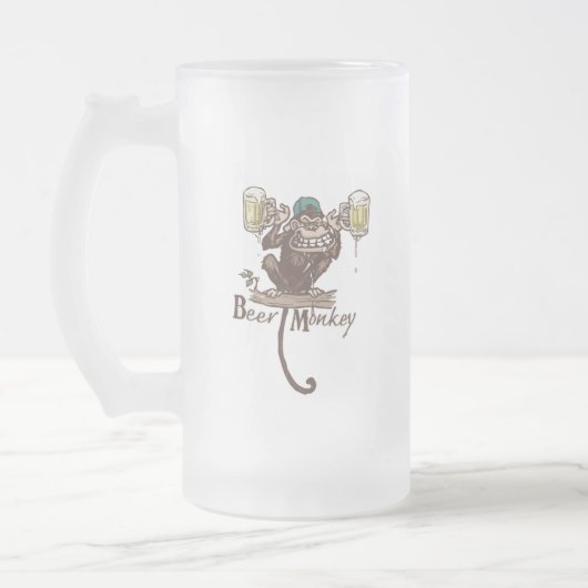 Bienenaffe Mattglas Bierglas (Links)