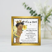 Bienenafrikanische Mädchendusche Einladung (Stehend Vorderseite)