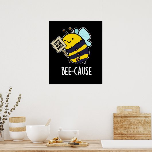Bienenanfall Funny Insect Bee Pun Dark BG Poster (Küche)