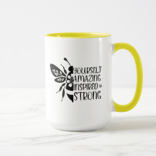 Bienenart war positiv motivierend Keramik 15oz Tas Tasse