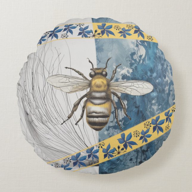 Bienenästhetik Rundes Kissen (Vorderseite)