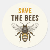 Bienenaufkleber mit Vintager Honigbiene gerettet Runder Aufkleber (Vorderseite)