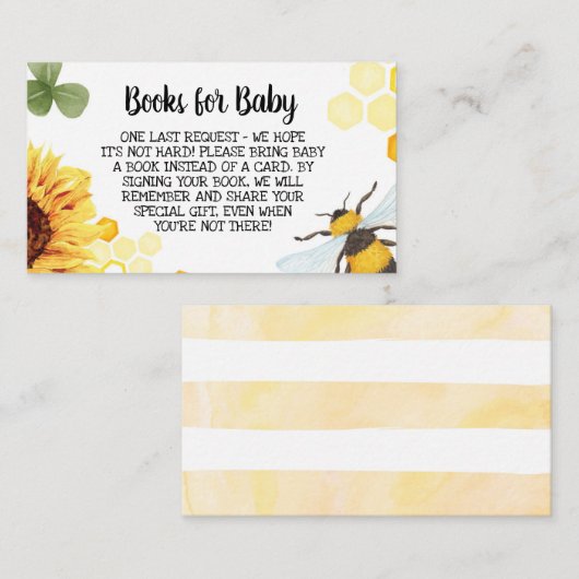 BienenBaby-Dusche bringen Bücher für Baby mit Begleitkarte (Vorne/Hinten)