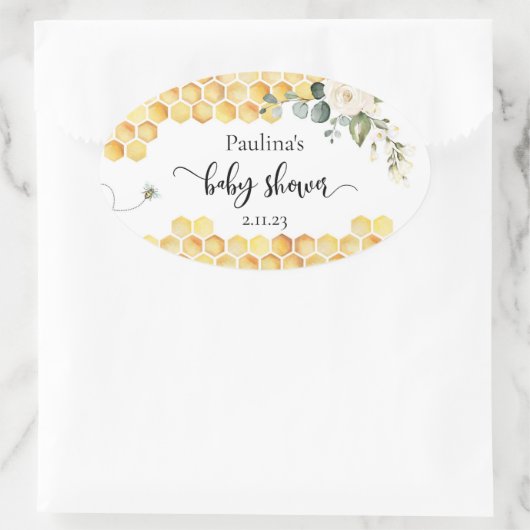 Bienenbaby-Dusche Ovaler Aufkleber (Tasche)