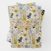 Bienenblätterpapier mit flachem Set von 3 Geschenkpapier Set (Beispiel)