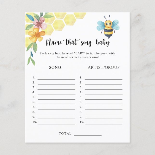 Bienenblume - Name dieses Baby Song (Vorderseite)