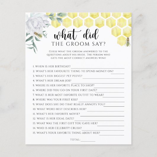 Bienenblume Was hat der Bräutigam zu Brautspiel ge (Vorderseite)