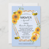 Bienenblumen Junge hellblaue Babydusche per Post Einladung (Vorderseite)