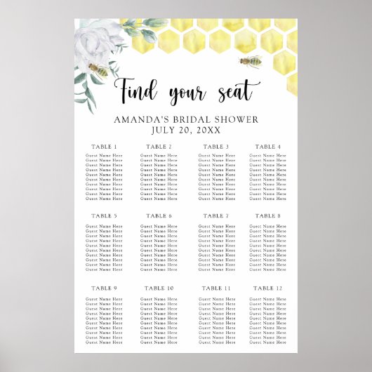 Bienenblumenkarte Poster (Vorne)