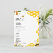Bienenblütenblume Geburtstagsparty Menükarte (Stehend Vorderseite)