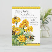 Bienendenkmäler-Party mit gelben Blumen Einladung (Stehend Vorderseite)