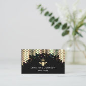 Bienendesign auf schwarzem Hintergrund Visitenkarte (Stehend Vorderseite)