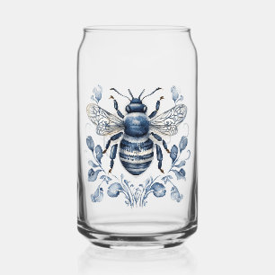 Bienendesign im Blau-Weiß-Delft-Stil mit Blume Dosenglas
