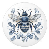 Bienendesign im Blau-Weiß-Delft-Stil mit Blume Keramikknauf (Vorderseite)