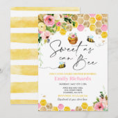 Bienendusche Rosa Blumensüß wie Bienen Einladung (Vorne/Hinten)