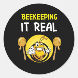 Bienenerhalterin Art BeeKeeping It Real Runder Aufkleber