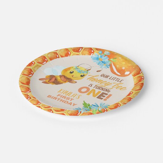 Bienenerstück - Mädchen - Custom Pappteller (Schrägansicht)