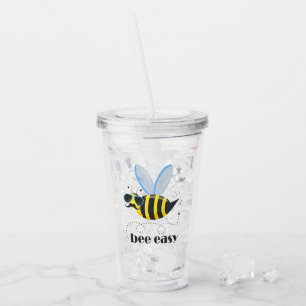 Bienenfigur mit Schnurrbart-Sonnenbrille Bee Easy Acryltrinkbecher