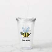 Bienenfigur mit Schnurrbart-Sonnenbrille Bee Easy Acryltrinkbecher (Rückseite)