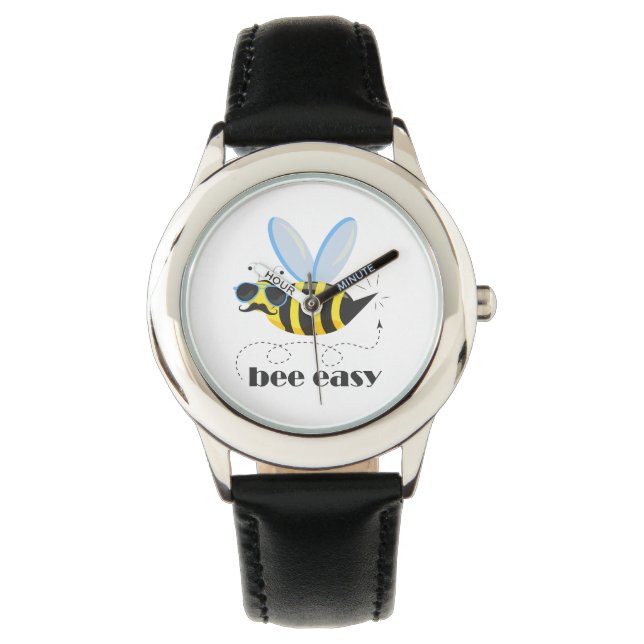 Bienenfigur mit Schnurrbart-Sonnenbrille Bee Easy Armbanduhr (Vorderseite)