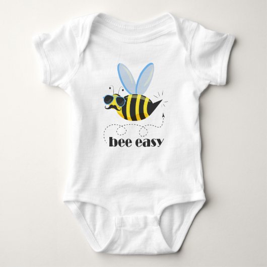 Bienenfigur mit Schnurrbart-Sonnenbrille Bee Easy Baby Strampler (Vorderseite)