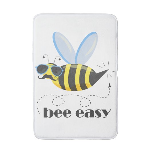 Bienenfigur mit Schnurrbart-Sonnenbrille Bee Easy Badematte (Vorderseite Vertikal)